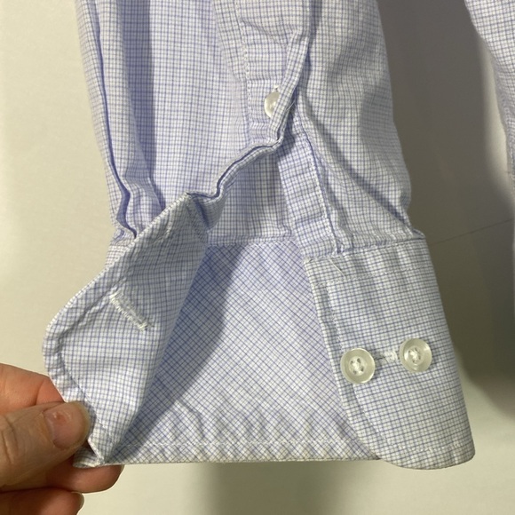 Men's Tattersall 100% Cotton Light Blue Subtle Plaid Dress Shirt Size 16-16.5 - Picture 4 of 9